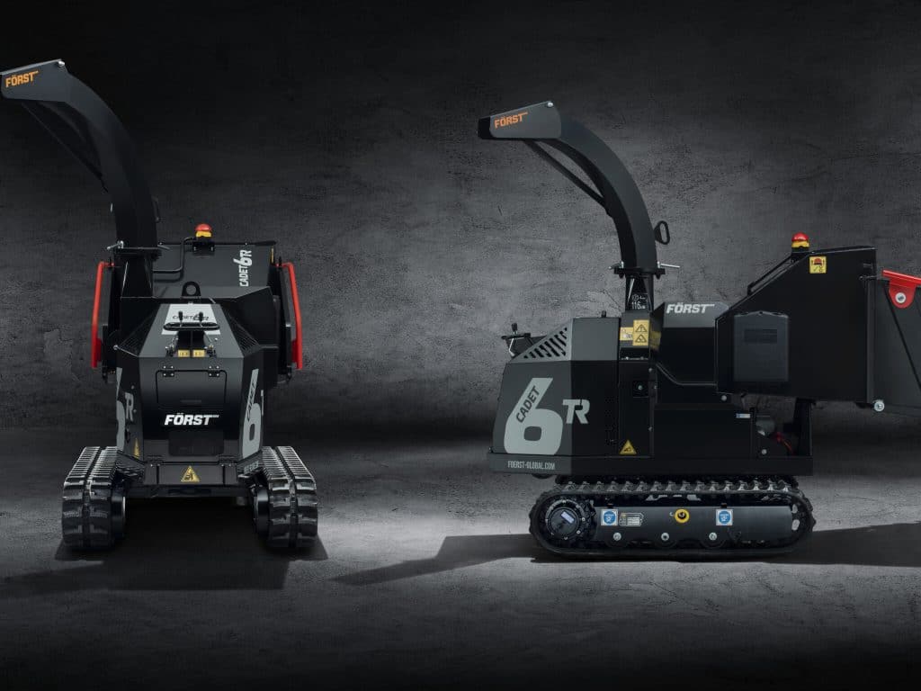 Forst Cadet 6TR tracked wood chipper front and rear comparison