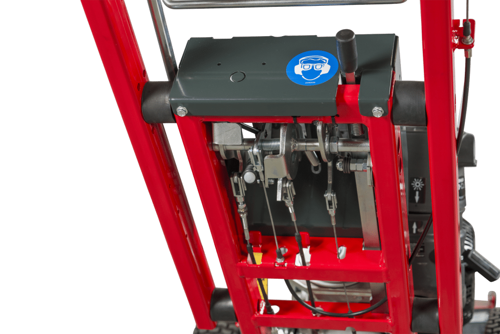 FSI B23 stump grinder vibration-damped handle with operator controls close-up