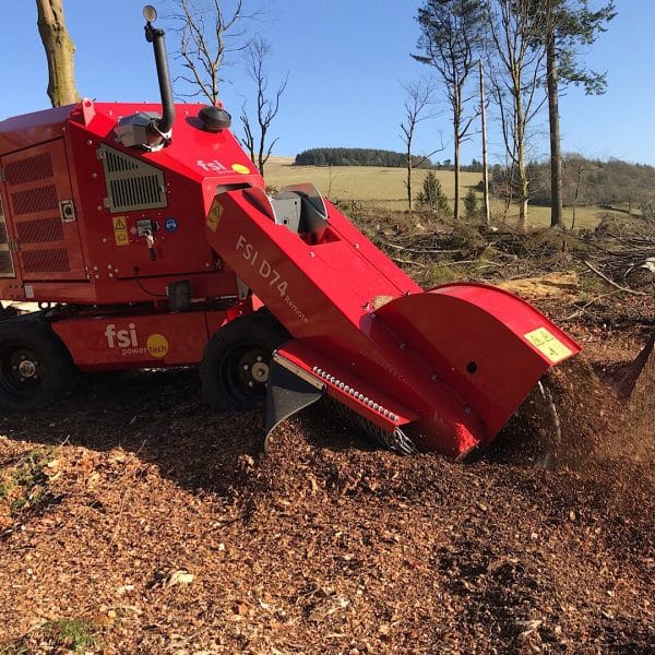 FSI D74 stump grinder in action