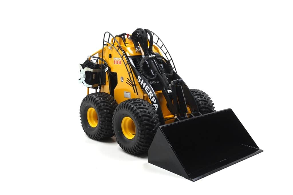 Sherpa 100 Diesel mini loader with Kubota D722 engine, front view