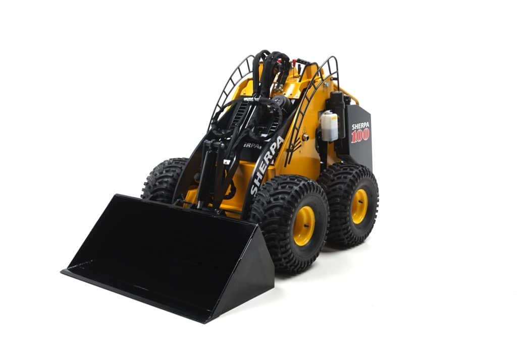 Sherpa 100 Diesel mini loader rear view showing Kubota engine in Glasgow