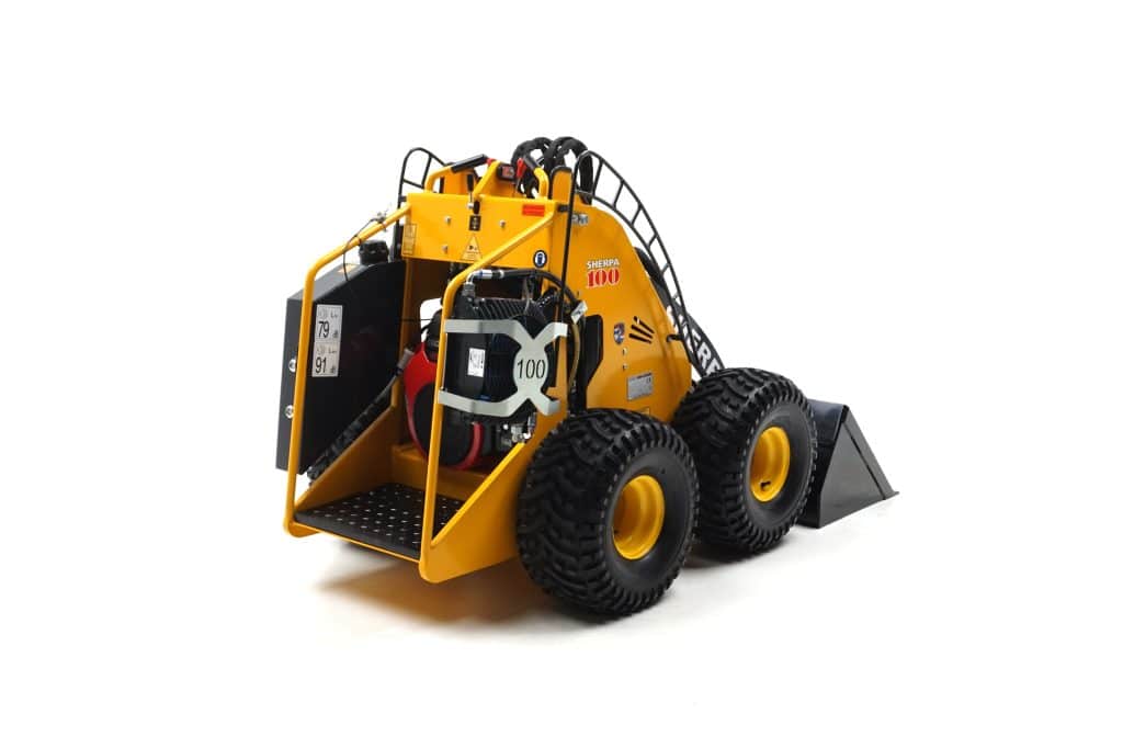 Sherpa 100 Petrol mini loader rear view showing Honda engine