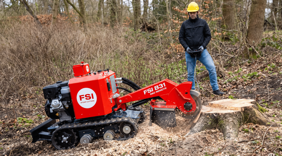 sloped stump grinding fsi stump grinder